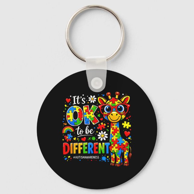 Au Awareness Cute Giraffe Animal Be Different Key Ring (Front)