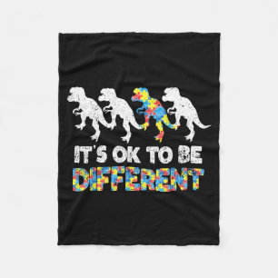 Au Awareness Dinosaur Gift Be Different Fleece Blanket