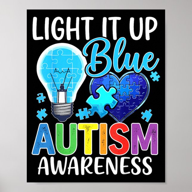 Au Awareness Light Bulb Shine Blue Poster (Front)
