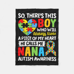 Au Awareness Nana Autistic Heart Proud Au Grandma Fleece Blanket