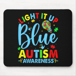 Au Awareness Shine Blue Puzzle Bulb Men Women Kids Mouse Pad