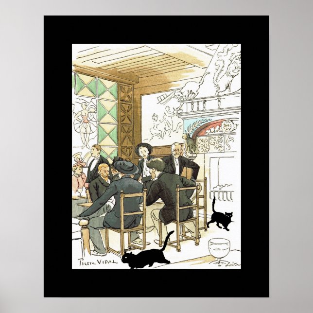 Au Chat Noir ~ At The Black Cat ~ Pierre Vidal Poster (Front)