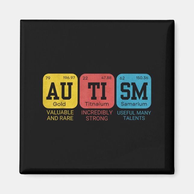 Au Elements Periodic Table Awareness Asd Magnet (Front)
