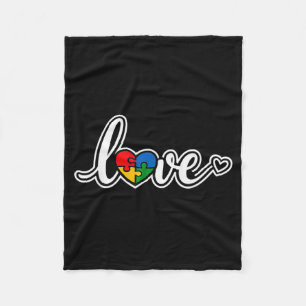 Au Love Puzzle Heart Awareness Fleece Blanket