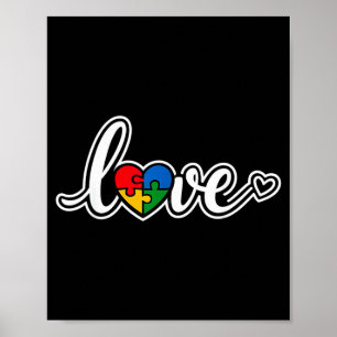 Au Love Puzzle Heart Awareness Poster