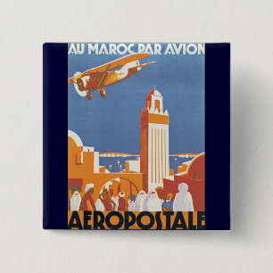 Au Maroc Par Avion 15 Cm Square Badge