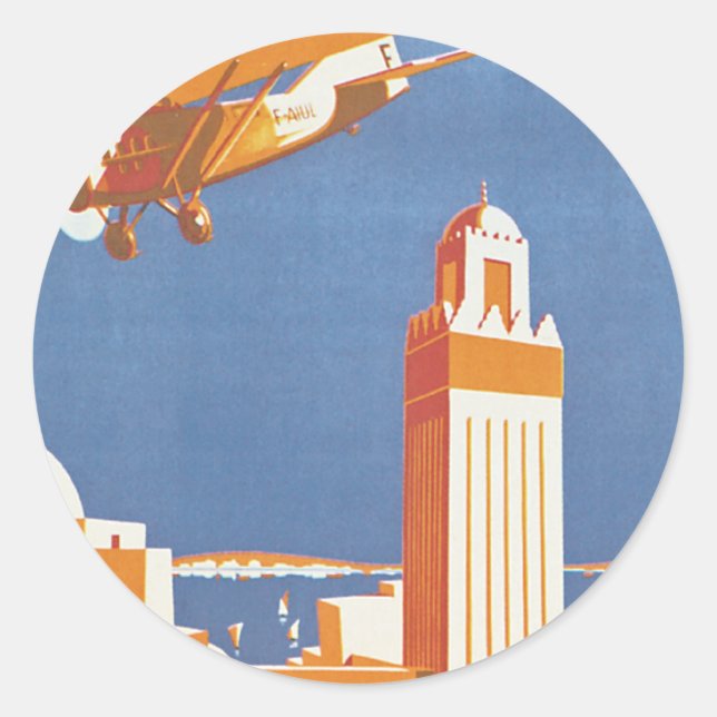 Au Maroc Par Avion Classic Round Sticker (Front)