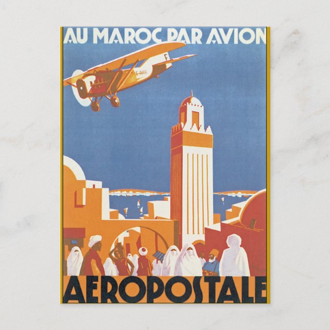 Au Maroc Par Avion Postcard (Front)