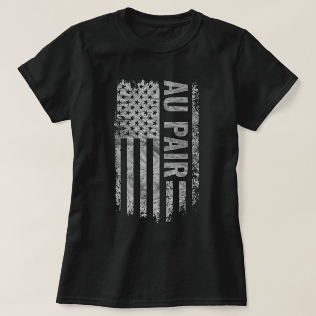 Au Pair USA Flag Distressed design T-Shirt (Design Front)