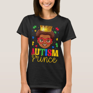 Au Prince Au Awareness Puzzles Autistic Afro Boys T-Shirt