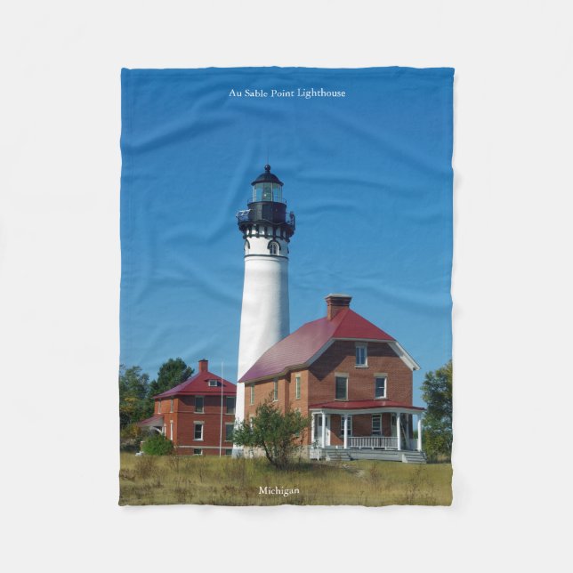 Au Sable Point Lighthouse Fleece Blanket (Front)