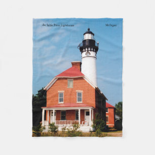 Au Sable Point Lighthouse Fleece Blanket