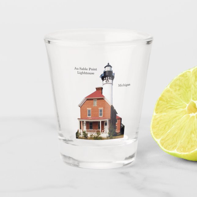Au Sable Point Lighthouse shot glass (Front)