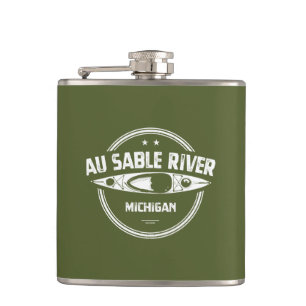 Au Sable River Michigan Kayaking Hip Flask