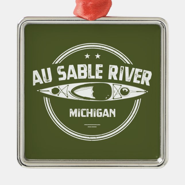 Au Sable River Michigan Kayaking Metal Ornament (Front)