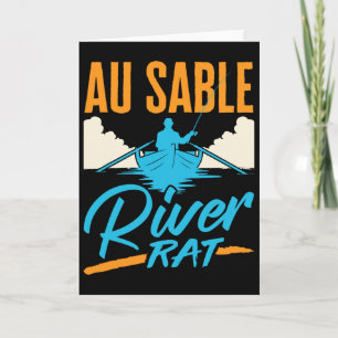 Au Sable River Rat Rafting Canoeing Fishing Boatin Card