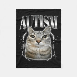 Au Silly Staring Cat Cursed Funny Brainrot Humour Fleece Blanket