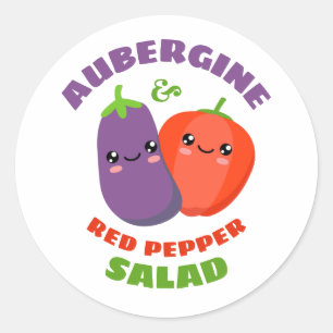 Aubergine and Red Pepper Salad Classic Round Sticker