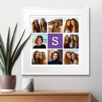 Aubergine and White Photo Collage Custom Monogram