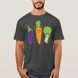 Aubergine Carrot Brocolli Veggies Vegan Funny Vege T-Shirt