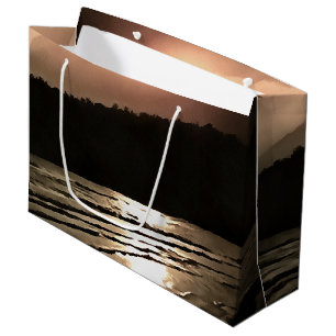 Aubergine Coloured Nightfall At The Beach Landscap Large Gift Bag