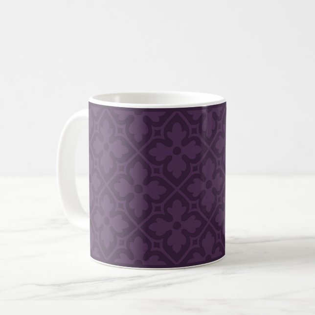 Aubergine Gothic Revival Quatrefoil Coffee Mug (Front Left)