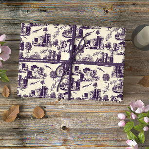 Aubergine Landscape Toile Wrapping Paper