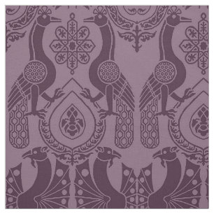 Aubergine Mediaeval Peacocks and Dragons Fabric