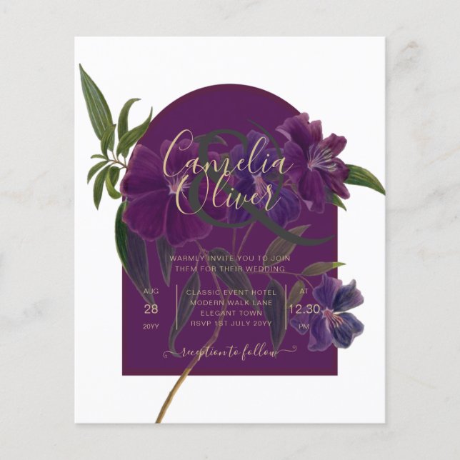 Aubergine Plum Purple Floral Forest Green Wedding (Front)