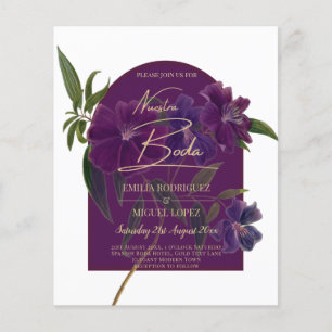 Aubergine Plum Purple Floral Forest Green Wedding Flyer