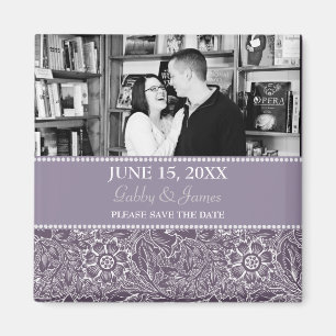 Aubergine Plum Save the Date Wedding Magnet