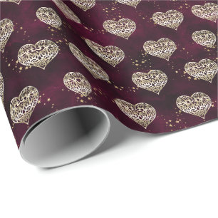 Aubergine Purple and Harts Wrapping Paper