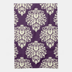 Aubergine Southern Cottage Damask Tea Towel