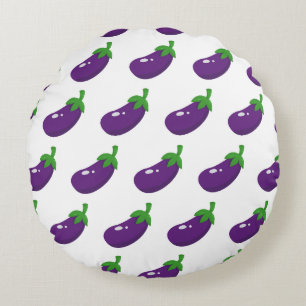 Aubergines Round Cushion