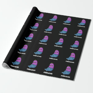 Auberjeans Funny Aubergine Pun Dark BG Wrapping Paper