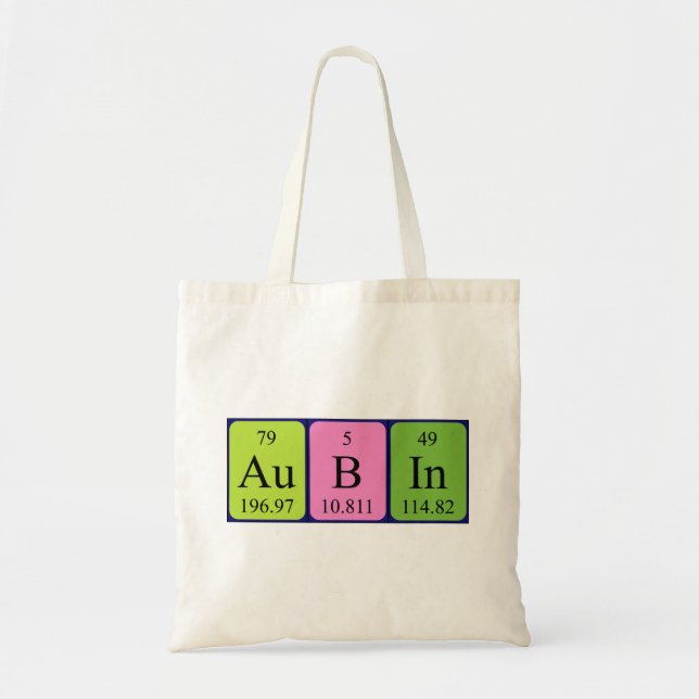 Aubin periodic table name tote bag (Front)