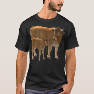 Aubrac or Jersey Brown Cow  Cute Calf Cattle Art T-Shirt