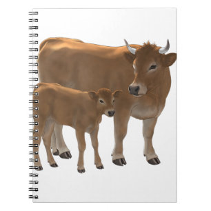 Aubrac or Jersey Brown Cow & Cute Calf Cattle Ranc Notebook