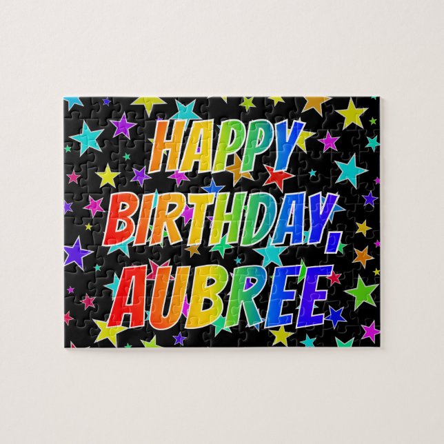 "AUBREE" First Name, Fun "HAPPY BIRTHDAY" Jigsaw Puzzle (Horizontal)