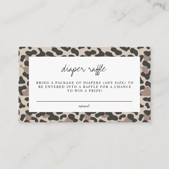 AUBREE Leopard Print Safari Baby Diaper Raffle Place Card (Front)