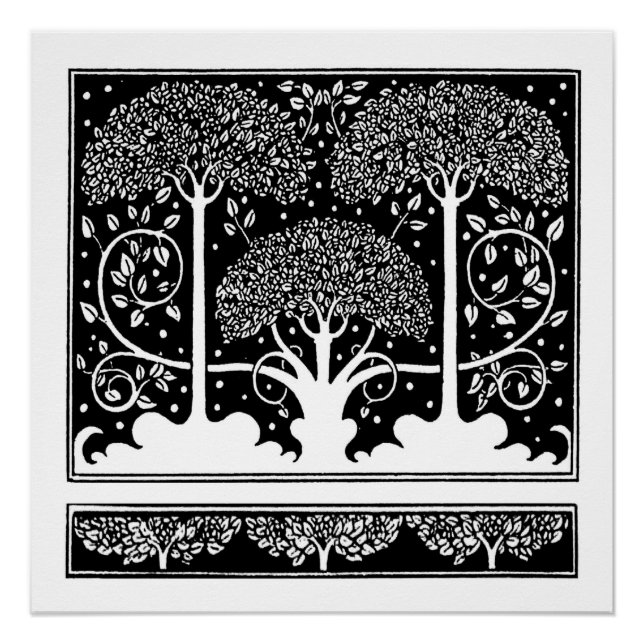 Aubrey Beardsley Art Nouveau Tree Pattern Print (Front)