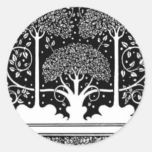 Aubrey Beardsley Art Nouveau Tree Pattern Print Classic Round Sticker