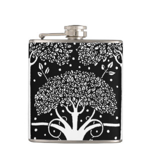 Aubrey Beardsley Art Nouveau Tree Pattern Print Hip Flask