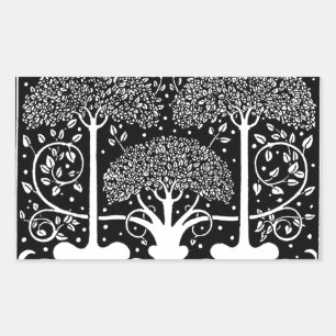 Aubrey Beardsley Art Nouveau Tree Pattern Print Rectangular Sticker