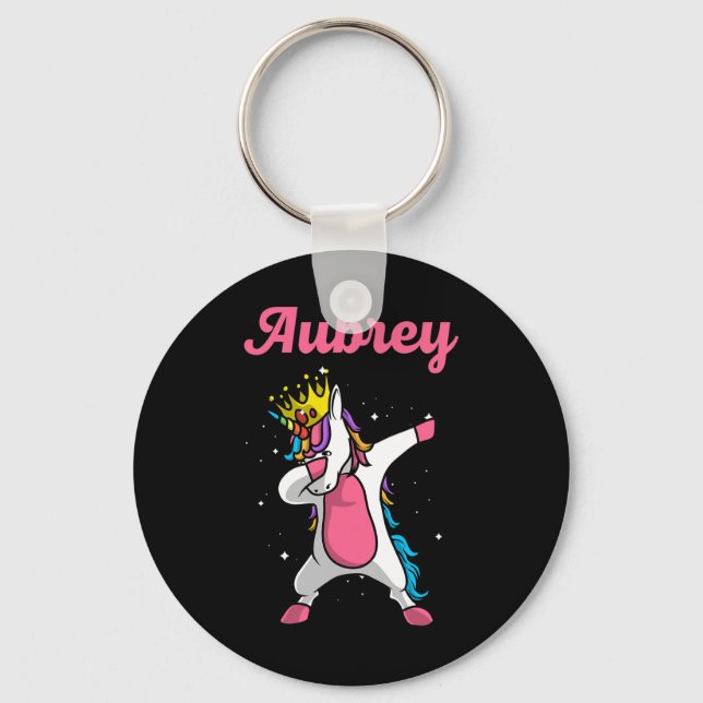 Aubrey Gift Name Personalised Birthday Dabbing Uni Key Ring (Front)