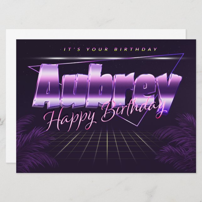 Aubrey Name First name pura retro card Birthday (Front/Back)