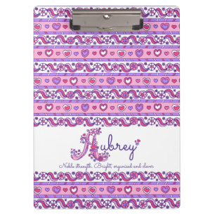 Aubrey name meaning hearts doodles clipboard