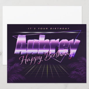 Aubrey Name Vorname lila retro Karte Geburtstag Card