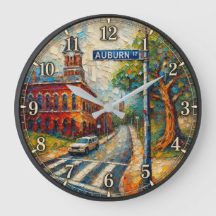 Auburn Alabama Artistic Downtown Large Clock