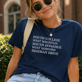 Auburn Alabama City Street Names T-Shirt